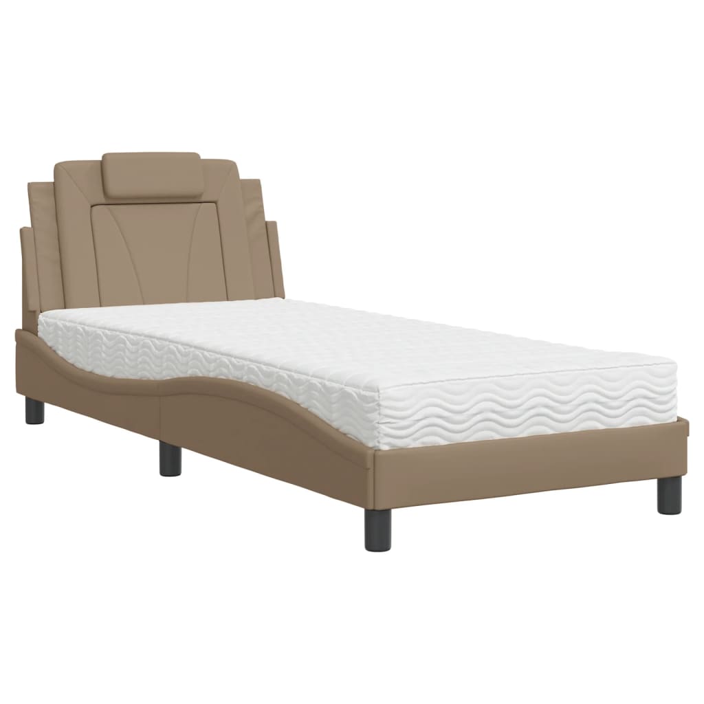 Bett "Viana" mit Matratze Cappuccino-Braun 80x200 cm Kunstleder