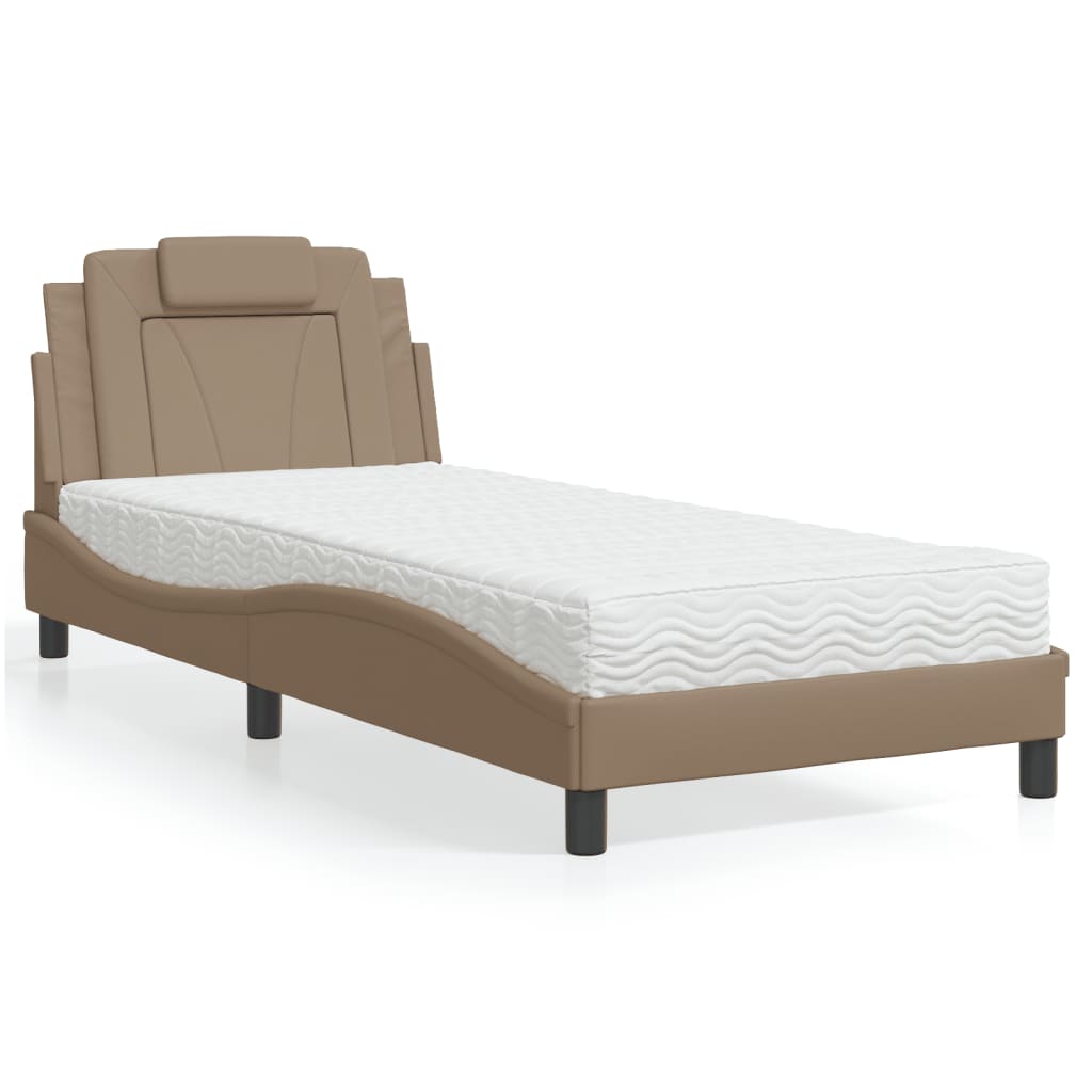 Bett "Viana" mit Matratze Cappuccino-Braun 80x200 cm Kunstleder