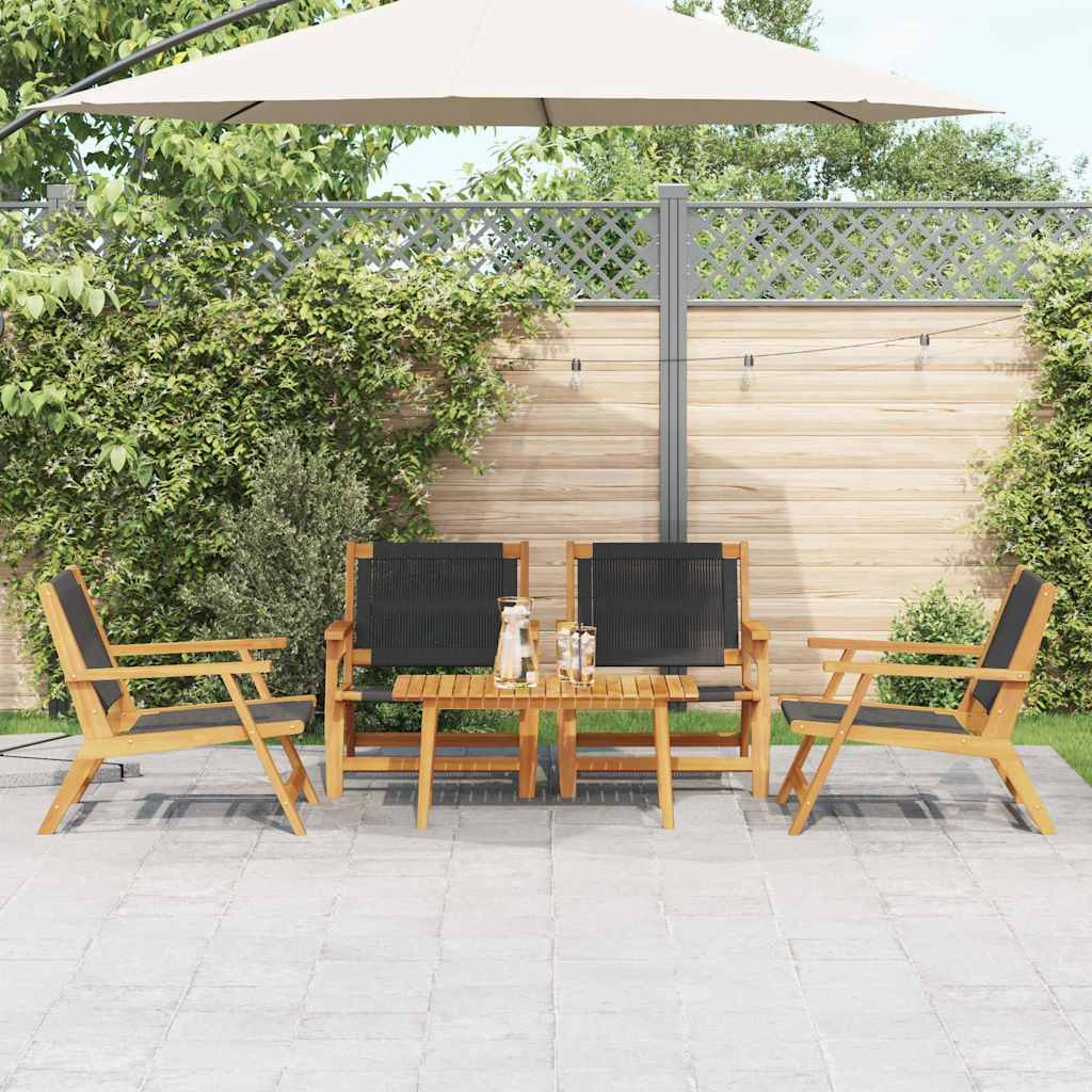 5-teiliges Set aus Gartenstühlen und Tisch - Schwarzes Akazienholz