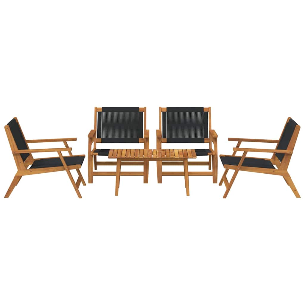 5-teiliges Set aus Gartenstühlen und Tisch - Schwarzes Akazienholz