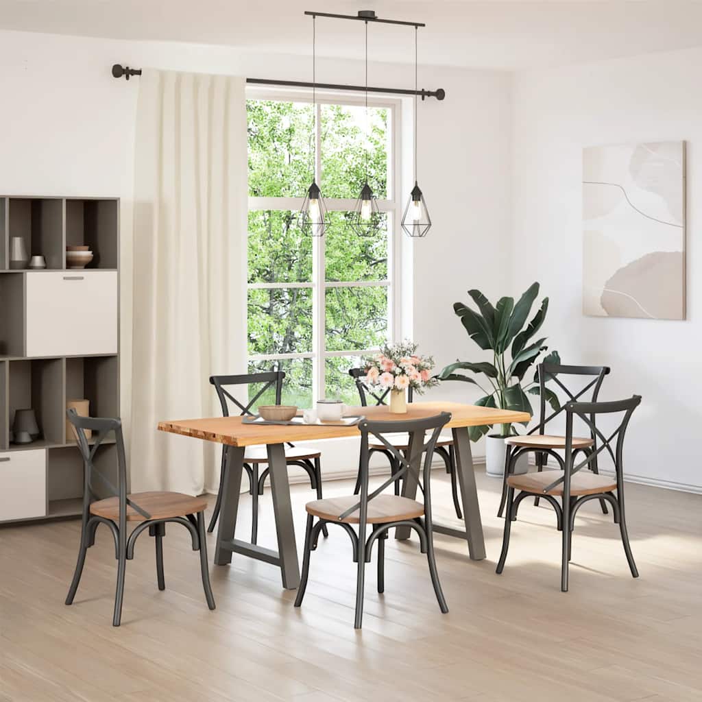 Esstisch mit Baumkanten 180x80x74cm Massivholz Eiche Rechteckig