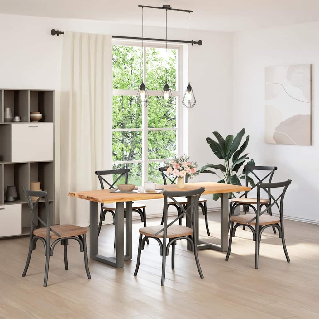 Esstisch mit Baumkanten 200x80x74cm Massivholz Eiche Rechteckig