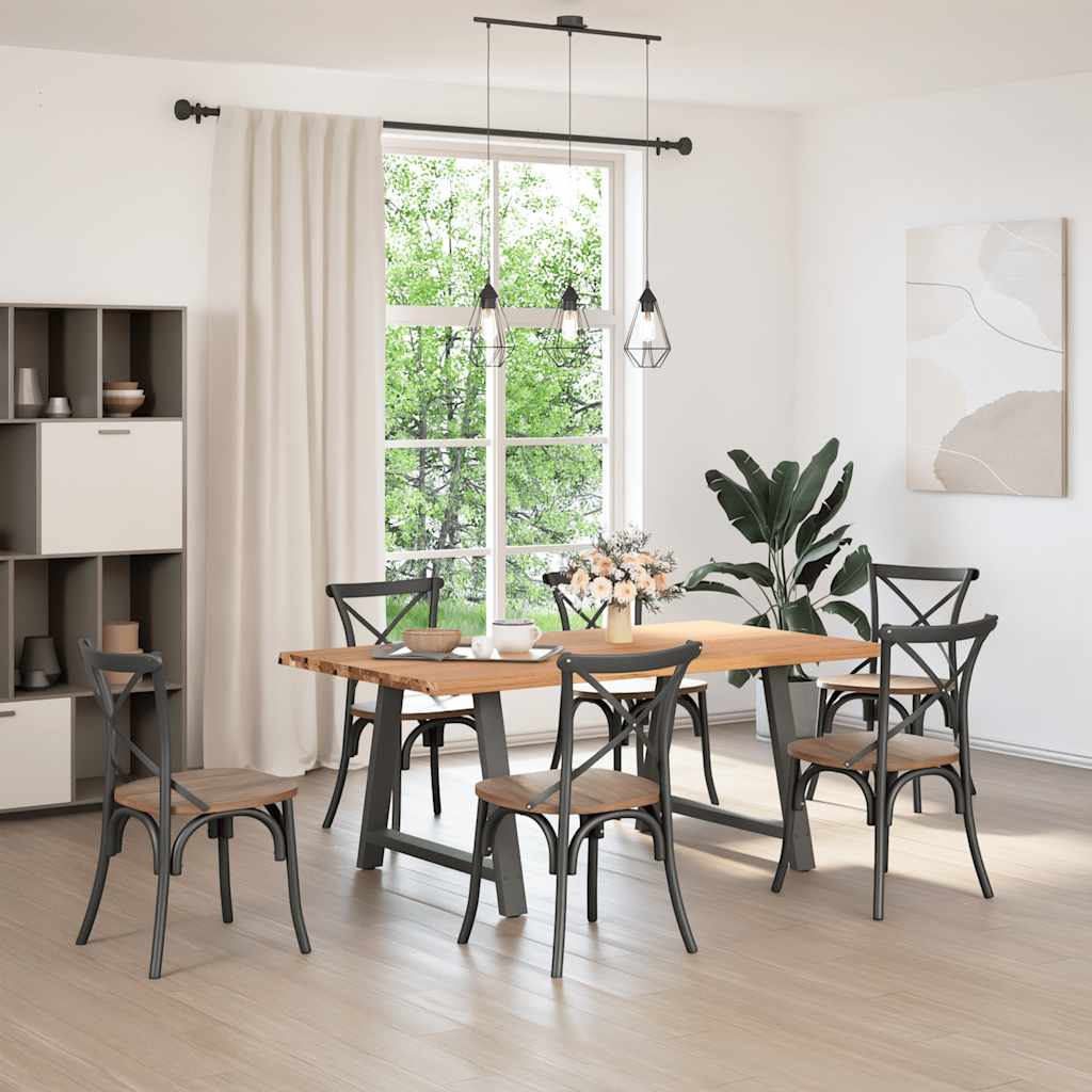 Esstisch mit Baumkanten 180x100x74 cm Massivholz Eiche Rechteck