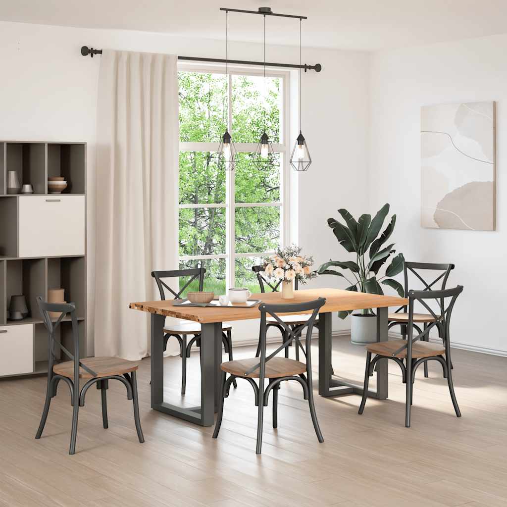 Esstisch mit Baumkanten 180x100x74 cm Massivholz Eiche Rechteck