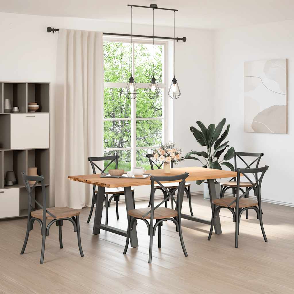 Esstisch mit Baumkanten 200x100x74 cm Massivholz Eiche Rechteck