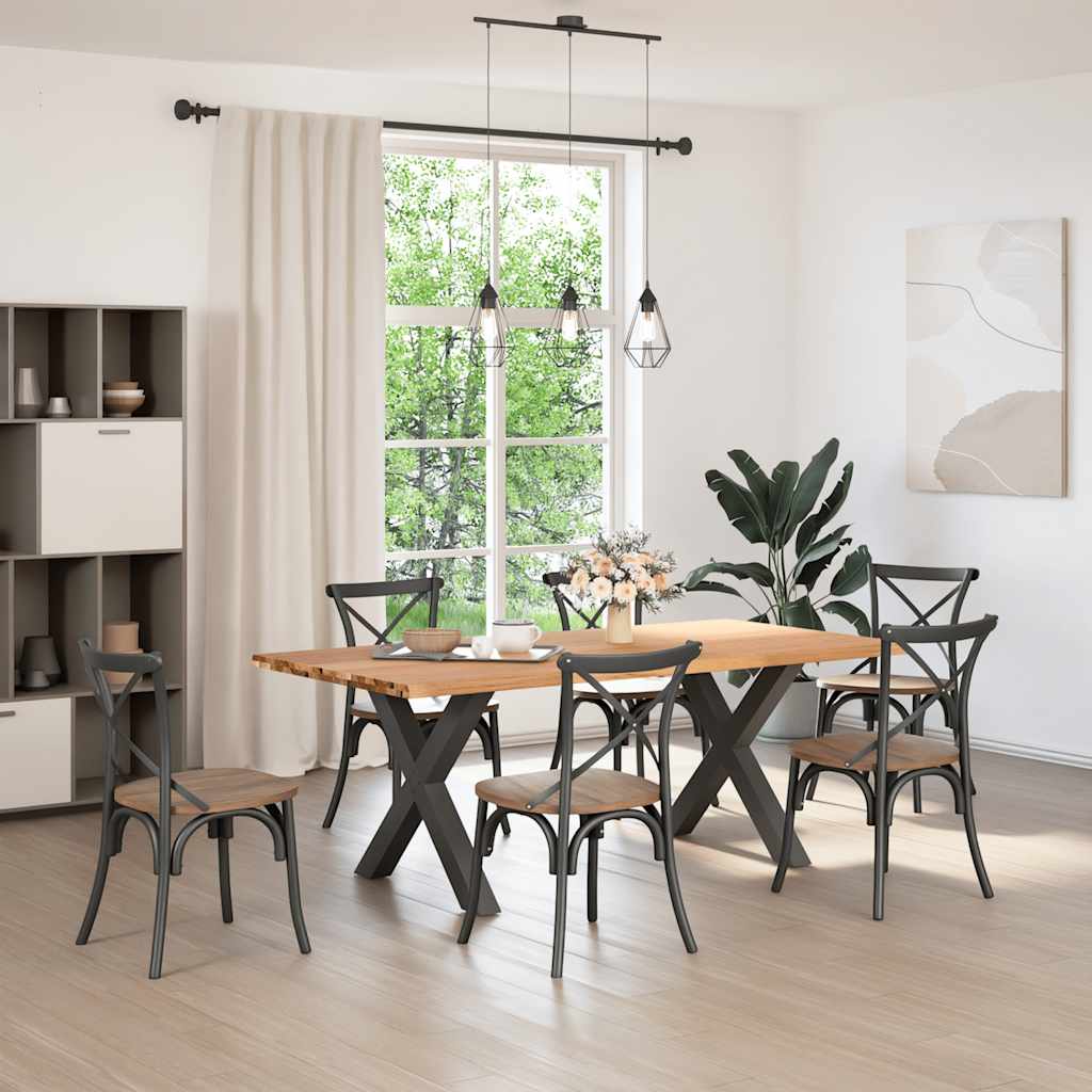 Esstisch mit Baumkanten 200x100x74 cm Massivholz Eiche Rechteck