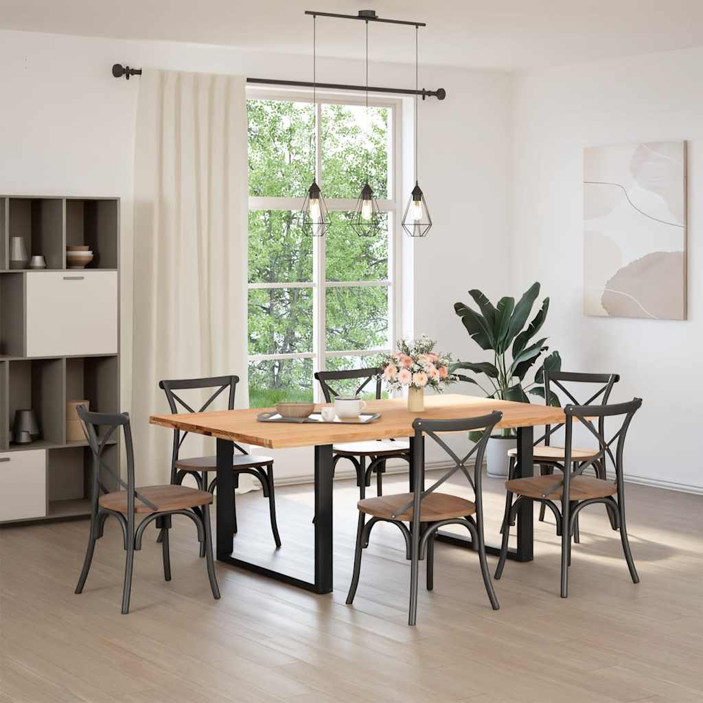Esstisch mit Baumkanten 200x120x74 cm Massivholz Eiche Rechteck