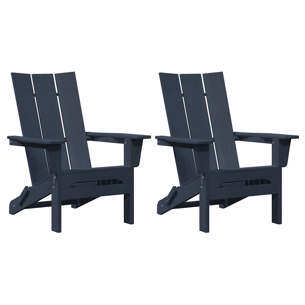 Faltbare Adirondack Stühle 2 Stück Marineblau 74.5x80.5x90 cm HDPE