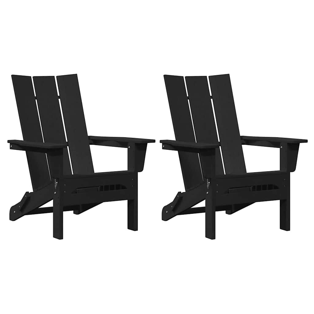 Faltbare Adirondack-Stühle 2 Stück Schwarz 74,5 x 80,5 x 90 cm HDPE