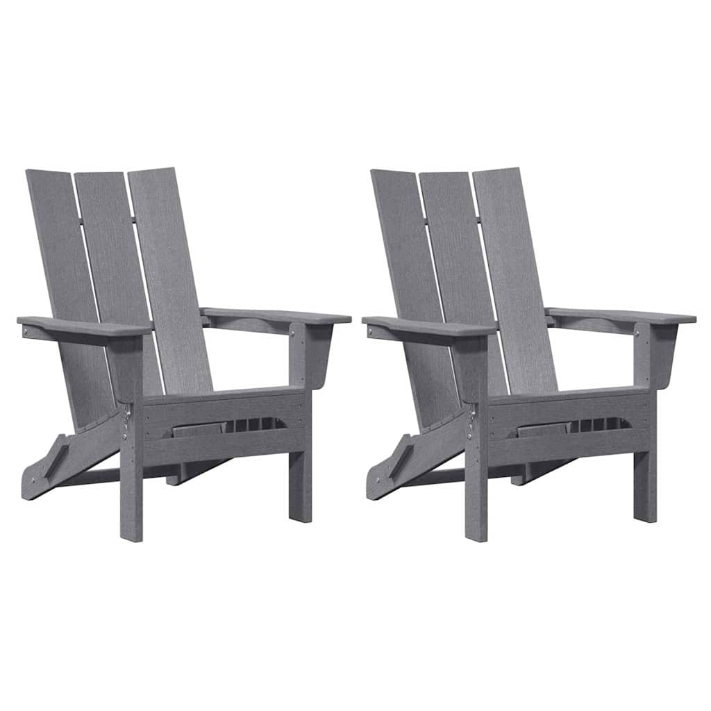 Faltbare Adirondack-Stühle 2 Stück Hellgrau 74.5x80.5x90 cm HDPE