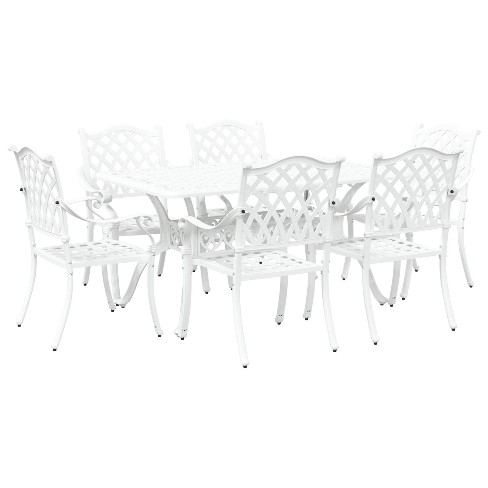 Set aus 4 Weiß Gussaluminium 6 Personen Dekorative Intarsien