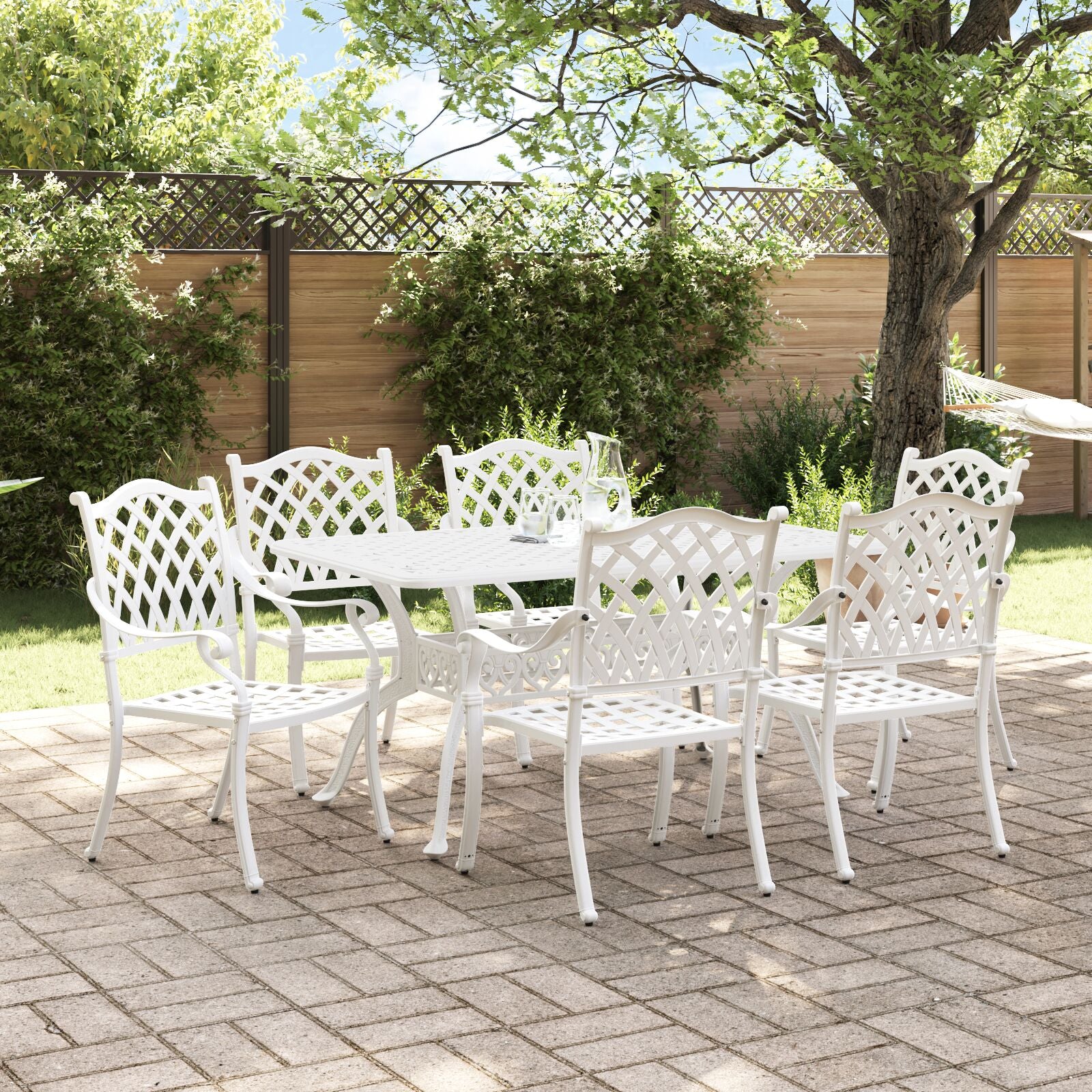 Set aus 4 Weiß Gussaluminium 6 Personen Dekorative Intarsien