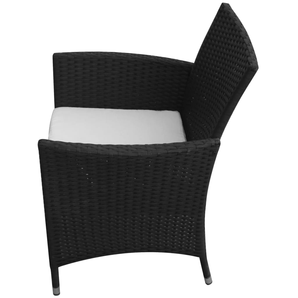 7-tlg. Garten-Essgruppe mit Auflagen Poly Rattan Schwarz - heimxxl.de