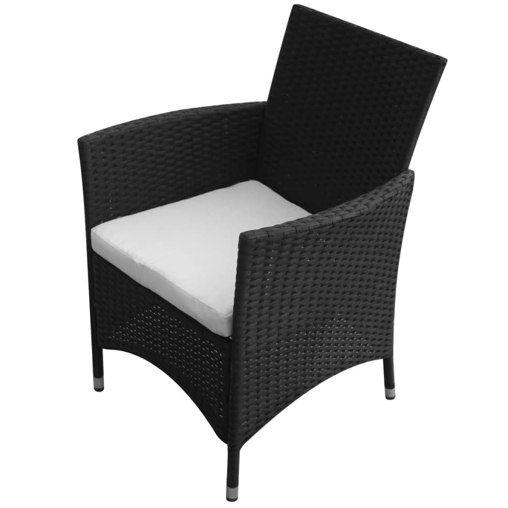 7-tlg. Garten-Essgruppe mit Auflagen Poly Rattan Schwarz - heimxxl.de