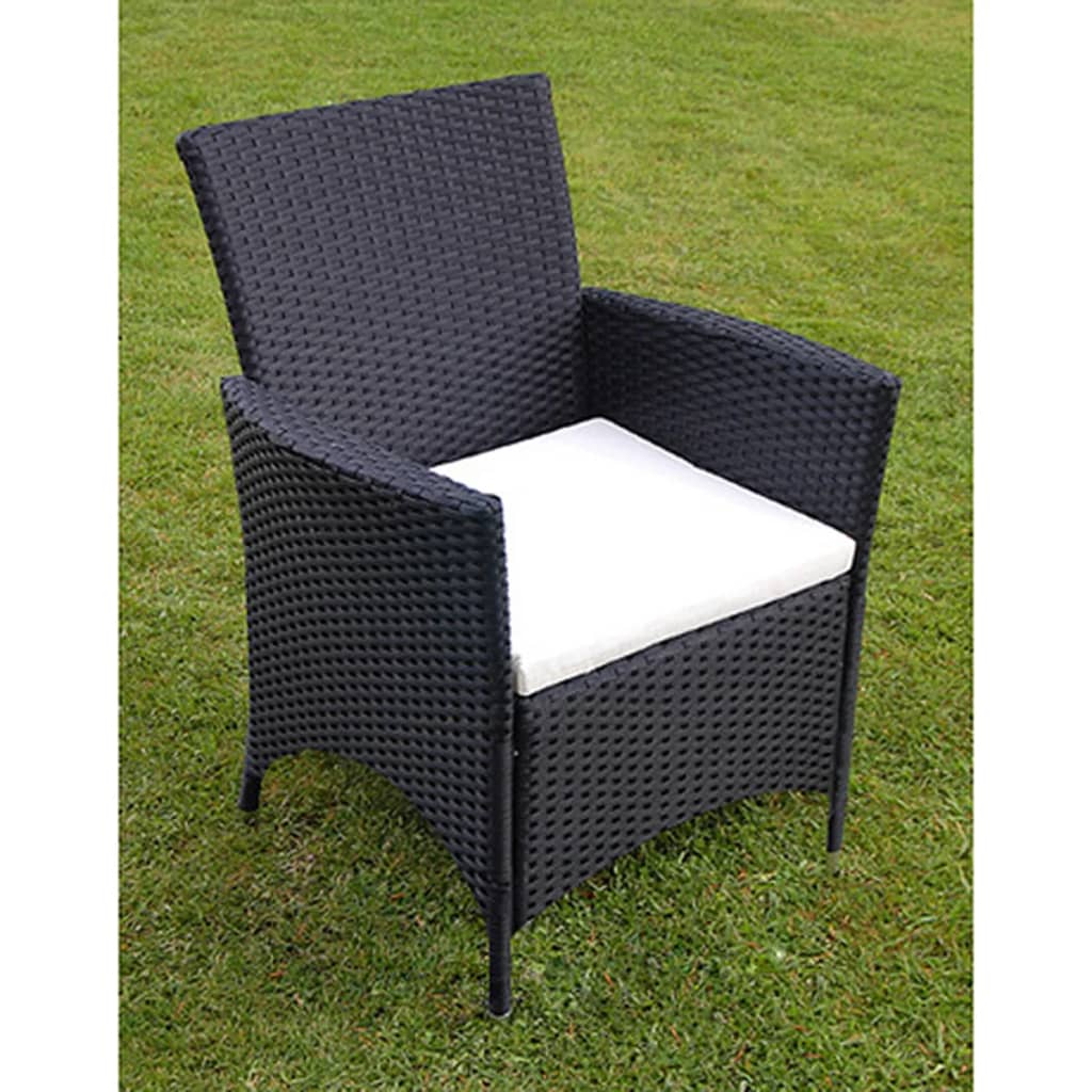 7-tlg. Garten-Essgruppe mit Auflagen Poly Rattan Schwarz - heimxxl.de