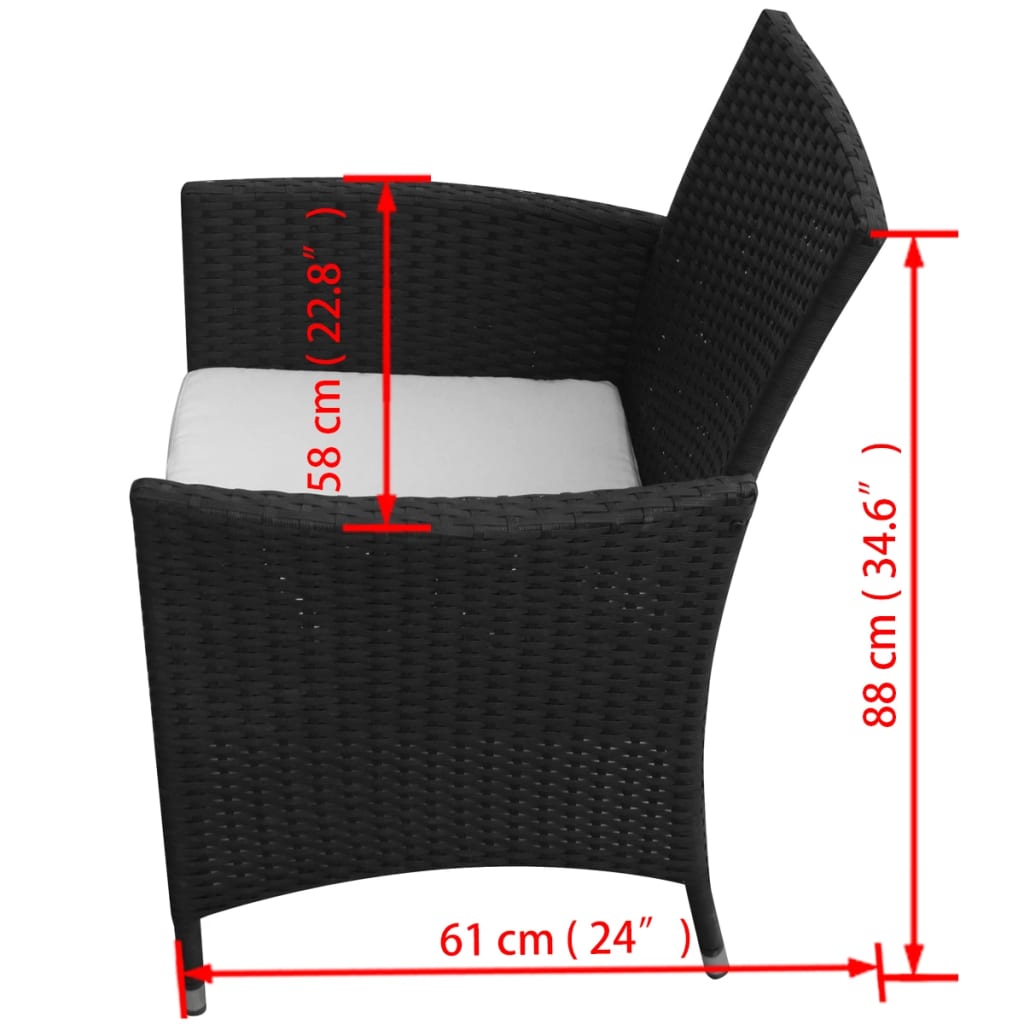 7-tlg. Garten-Essgruppe mit Auflagen Poly Rattan Schwarz - heimxxl.de