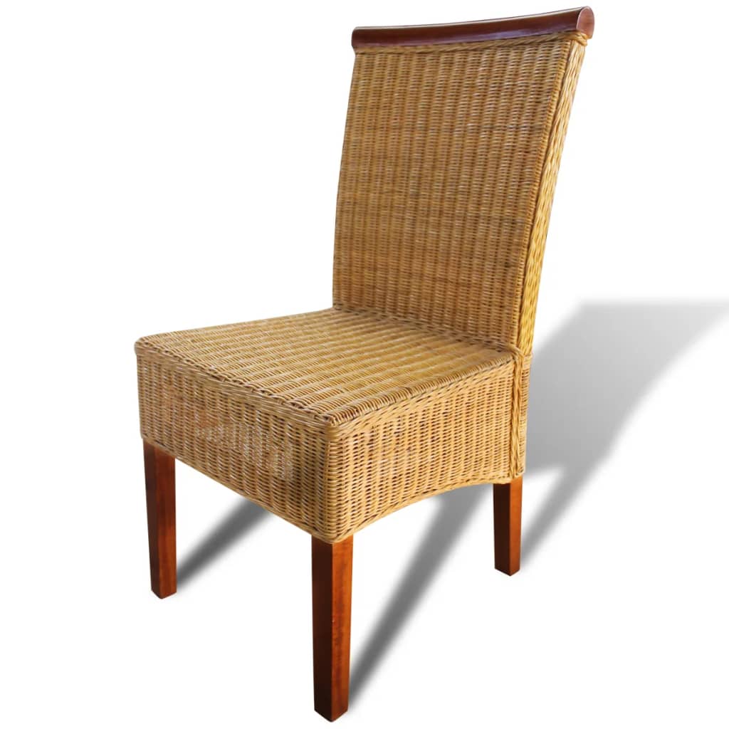Esszimmerstühle 2 Stk. Braun Natur Rattan
