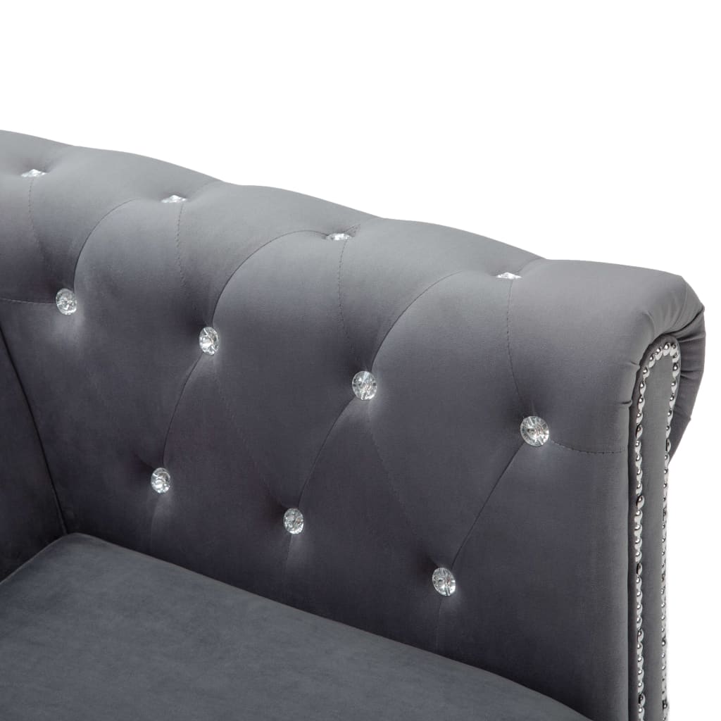 Chesterfield-Sofa L-Form Samtbezug 199x142x72 cm Grau