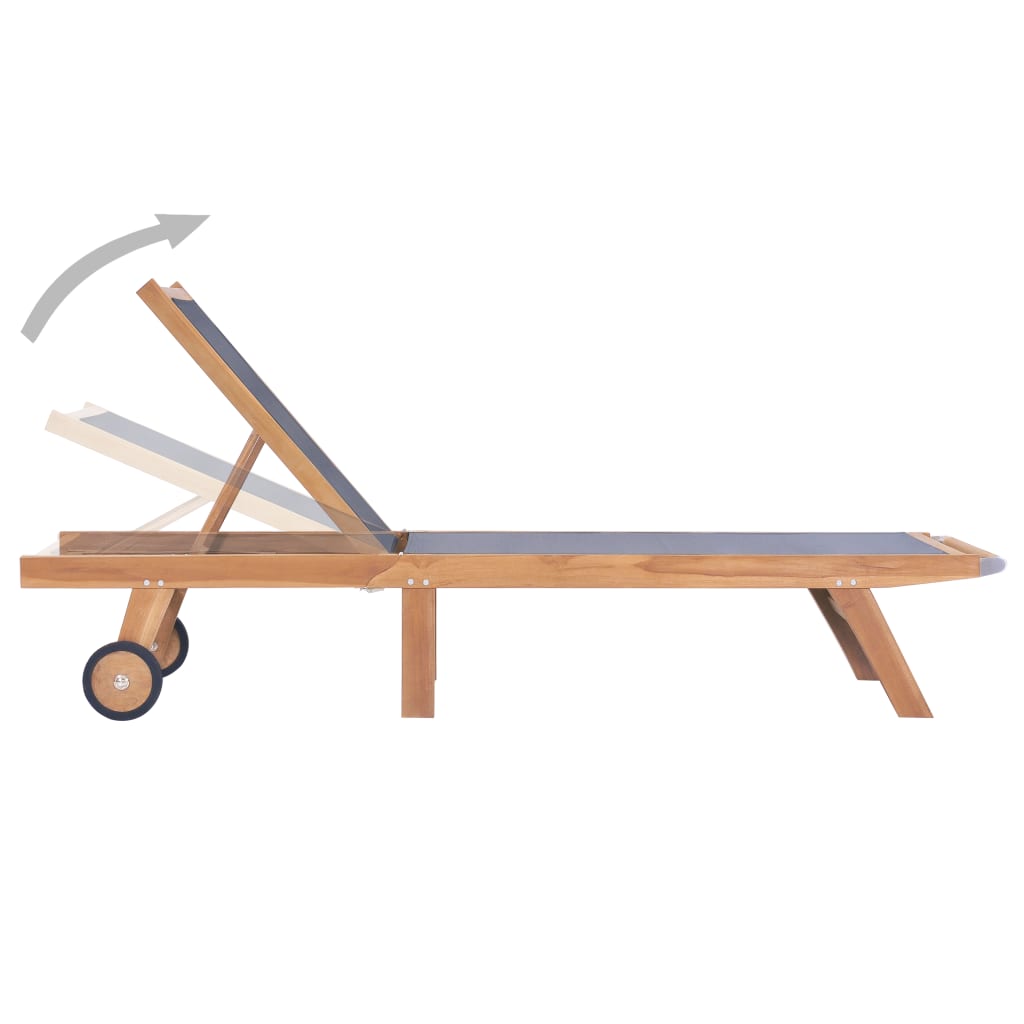 Sonnenliege Klappbar mit Rädern Teak Massivholz und Textilene - heimxxl.de