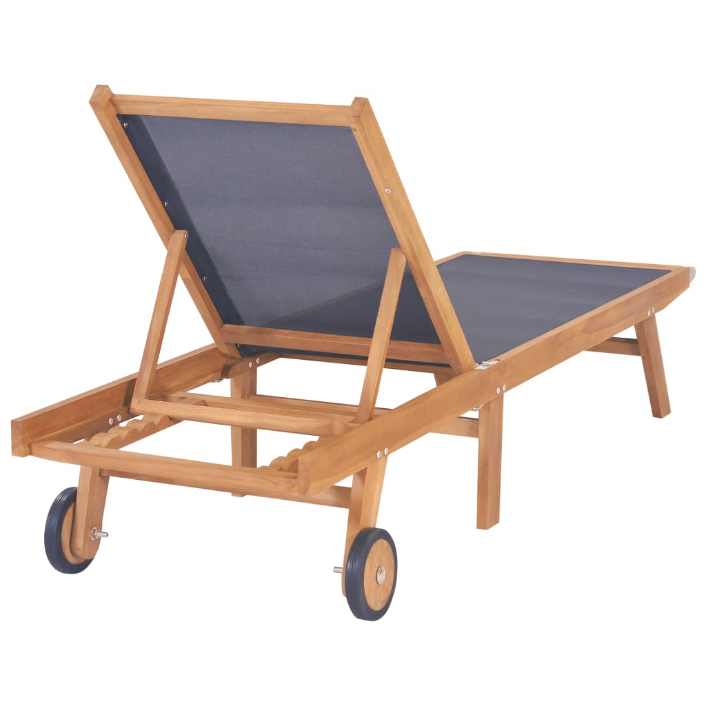 Sonnenliege Klappbar mit Rädern Teak Massivholz und Textilene - heimxxl.de