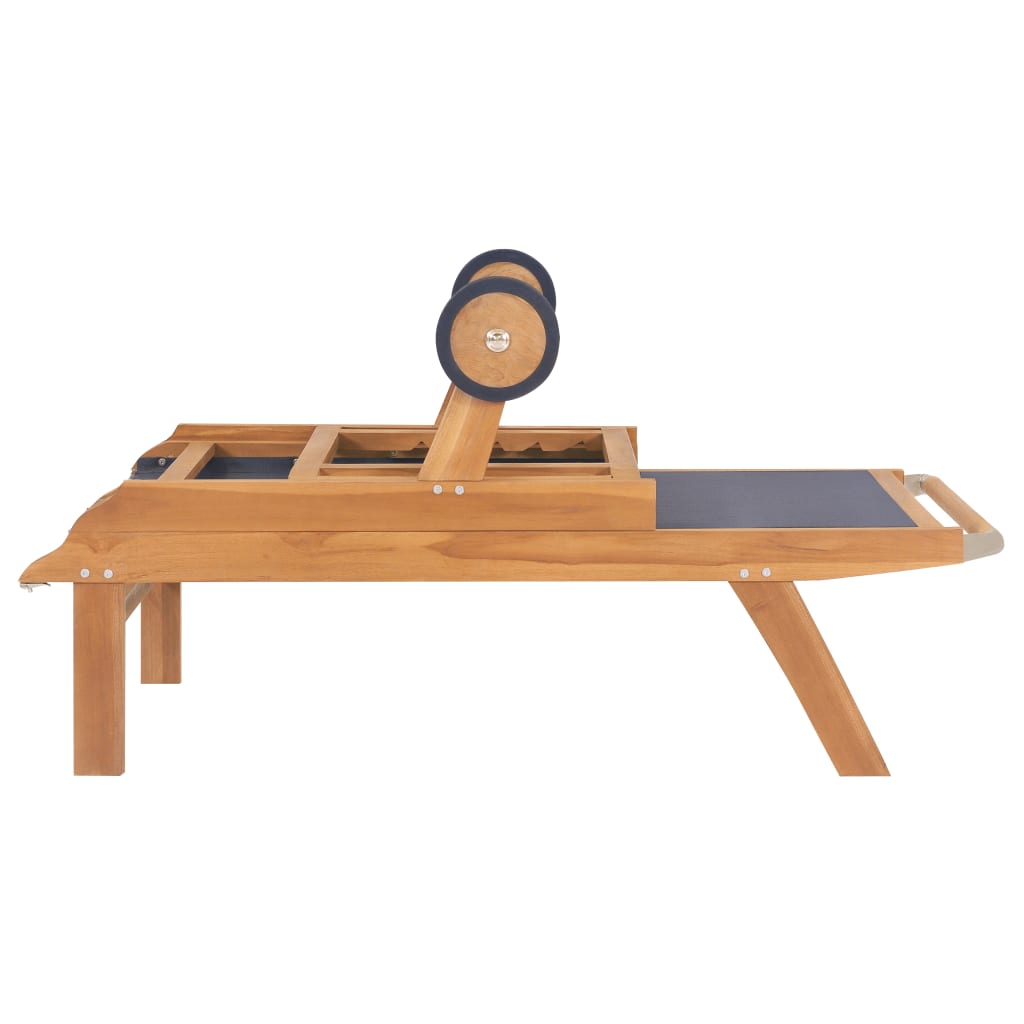 Sonnenliege Klappbar mit Rädern Teak Massivholz und Textilene - heimxxl.de