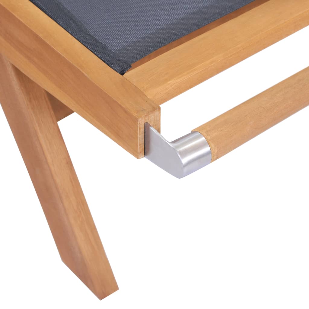 Sonnenliege Klappbar mit Rädern Teak Massivholz und Textilene - heimxxl.de