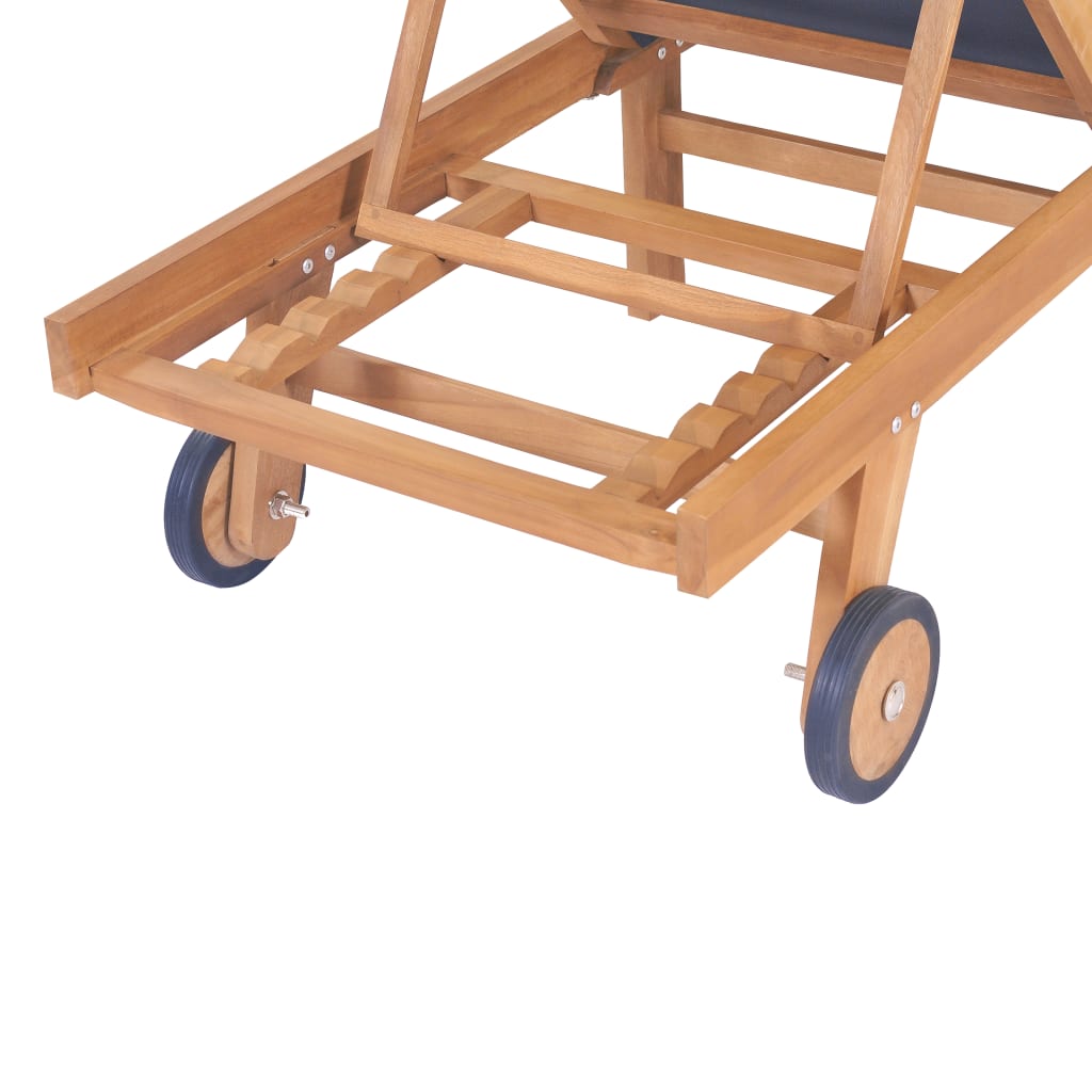Sonnenliege Klappbar mit Rädern Teak Massivholz und Textilene - heimxxl.de