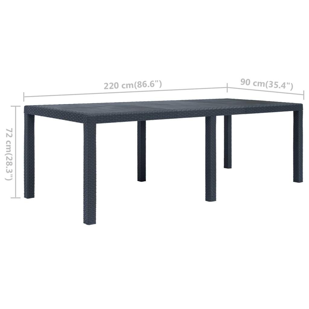 Gartentisch Anthrazit 220x90x72 cm Kunststoff Rattan-Optik - heimxxl.de
