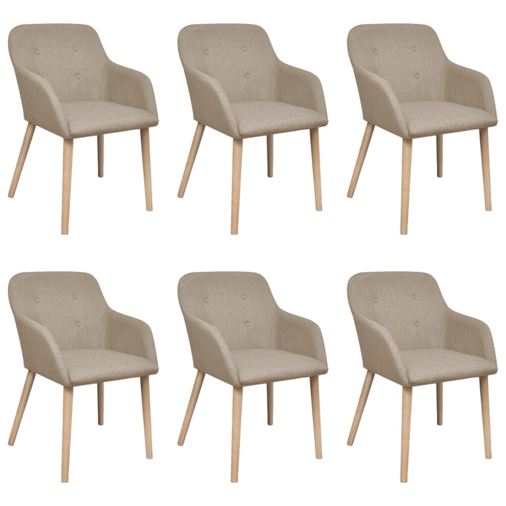 Esszimmerstühle 6 Stk. Beige Stoff und Massivholz Eiche - heimxxl.de