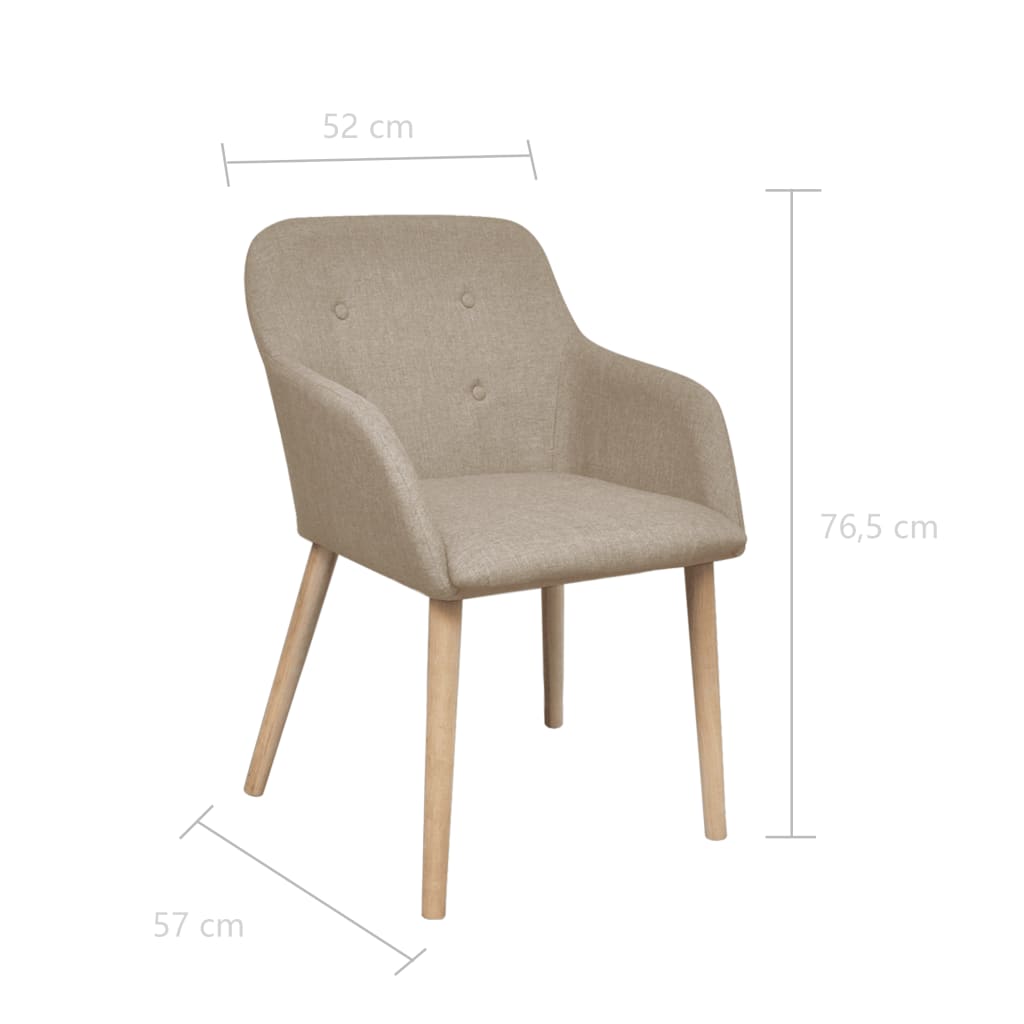 Esszimmerstühle 6 Stk. Beige Stoff und Massivholz Eiche - heimxxl.de