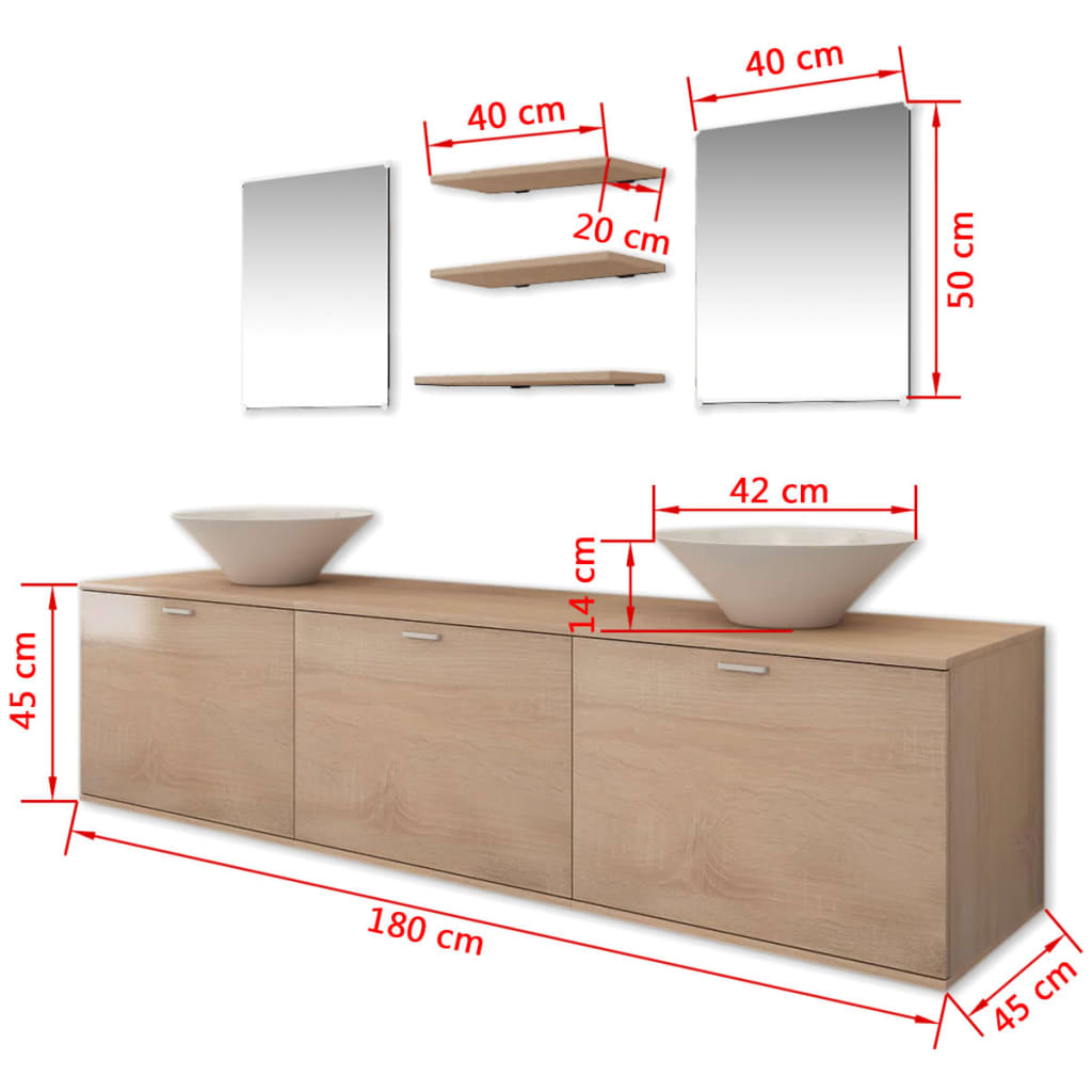 8-tlg. Badmöbel und Waschbecken Set Beige - heimxxl.de