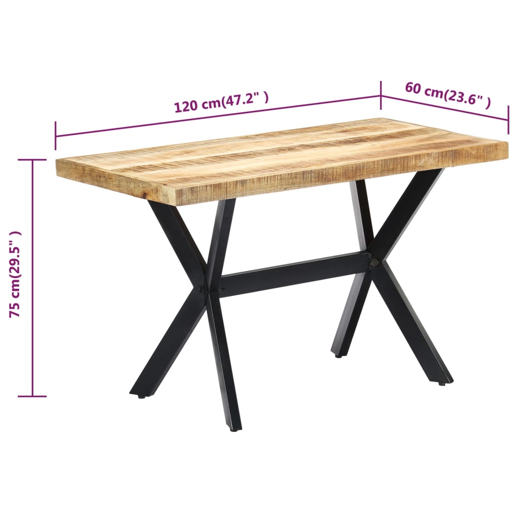 Esstisch 120x60x75 cm Raues Mangoholz