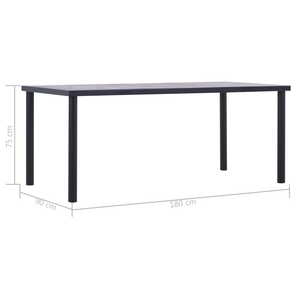 Esstisch Schwarz und Betongrau 180 x 90 x 75 cm MDF - heimxxl.de