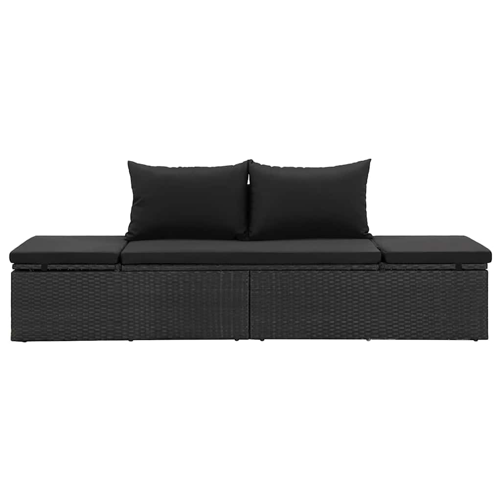 Sonnenliege mit Auflage Poly Rattan Schwarz - heimxxl.de