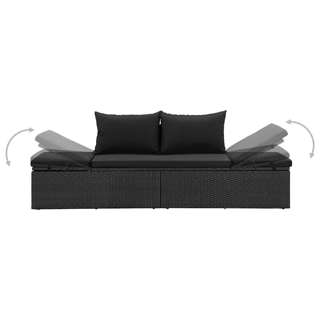 Sonnenliege mit Auflage Poly Rattan Schwarz - heimxxl.de