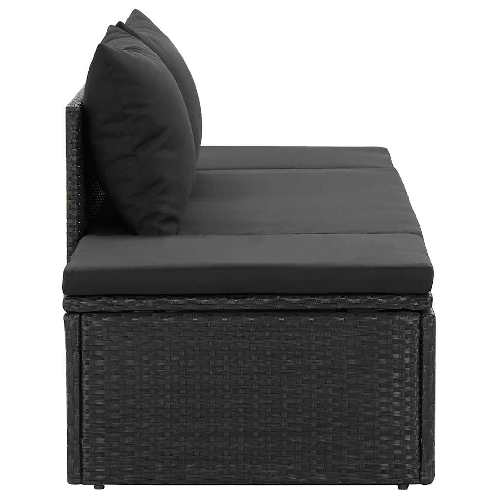 Sonnenliege mit Auflage Poly Rattan Schwarz - heimxxl.de