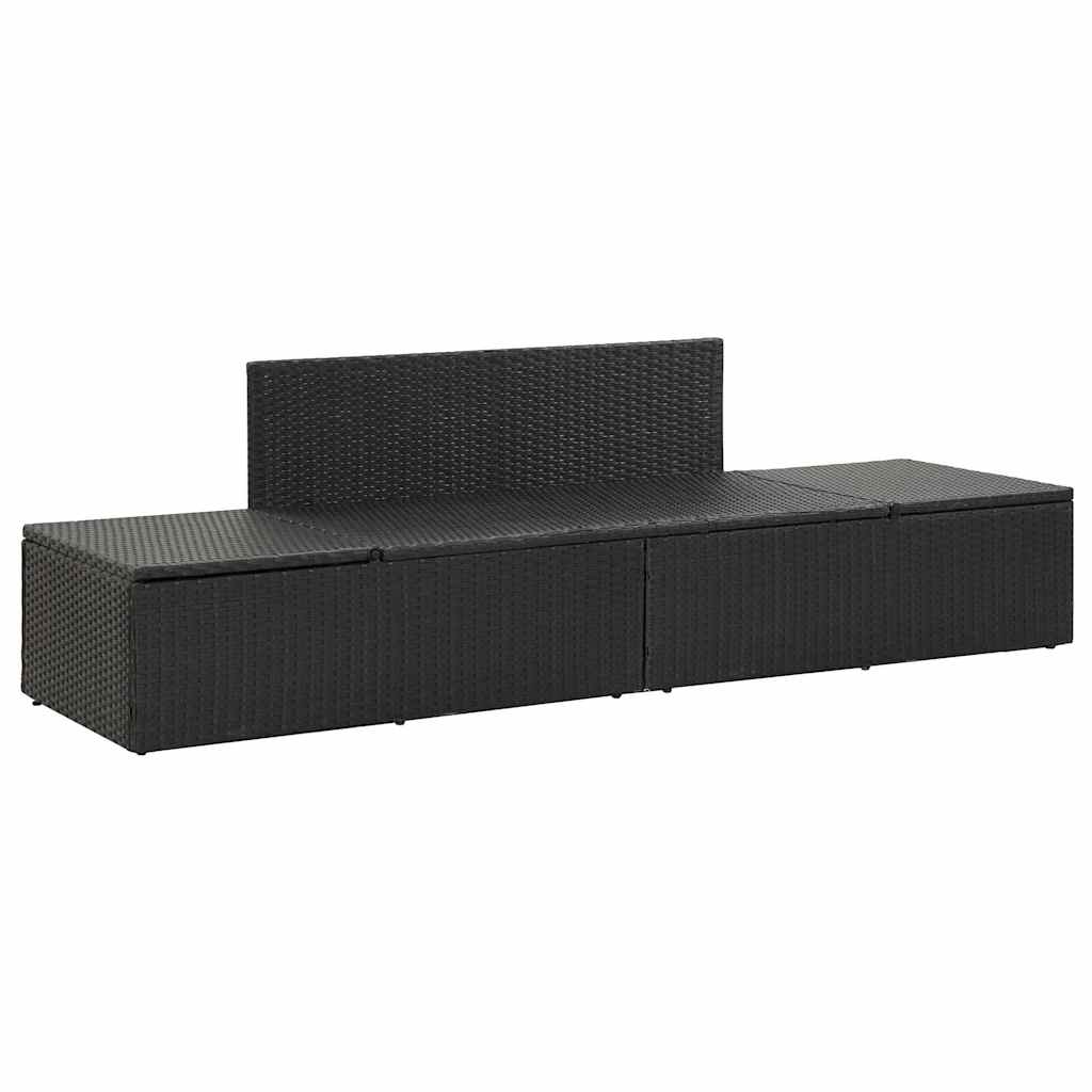 Sonnenliege mit Auflage Poly Rattan Schwarz - heimxxl.de