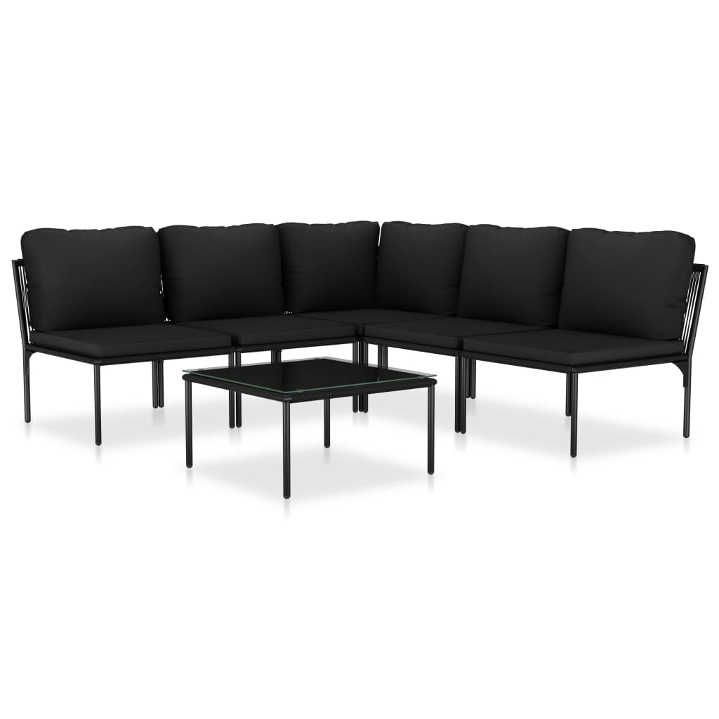 6-tlg. Garten-Lounge-Set mit Auflagen Schwarz PVC - heimxxl.de