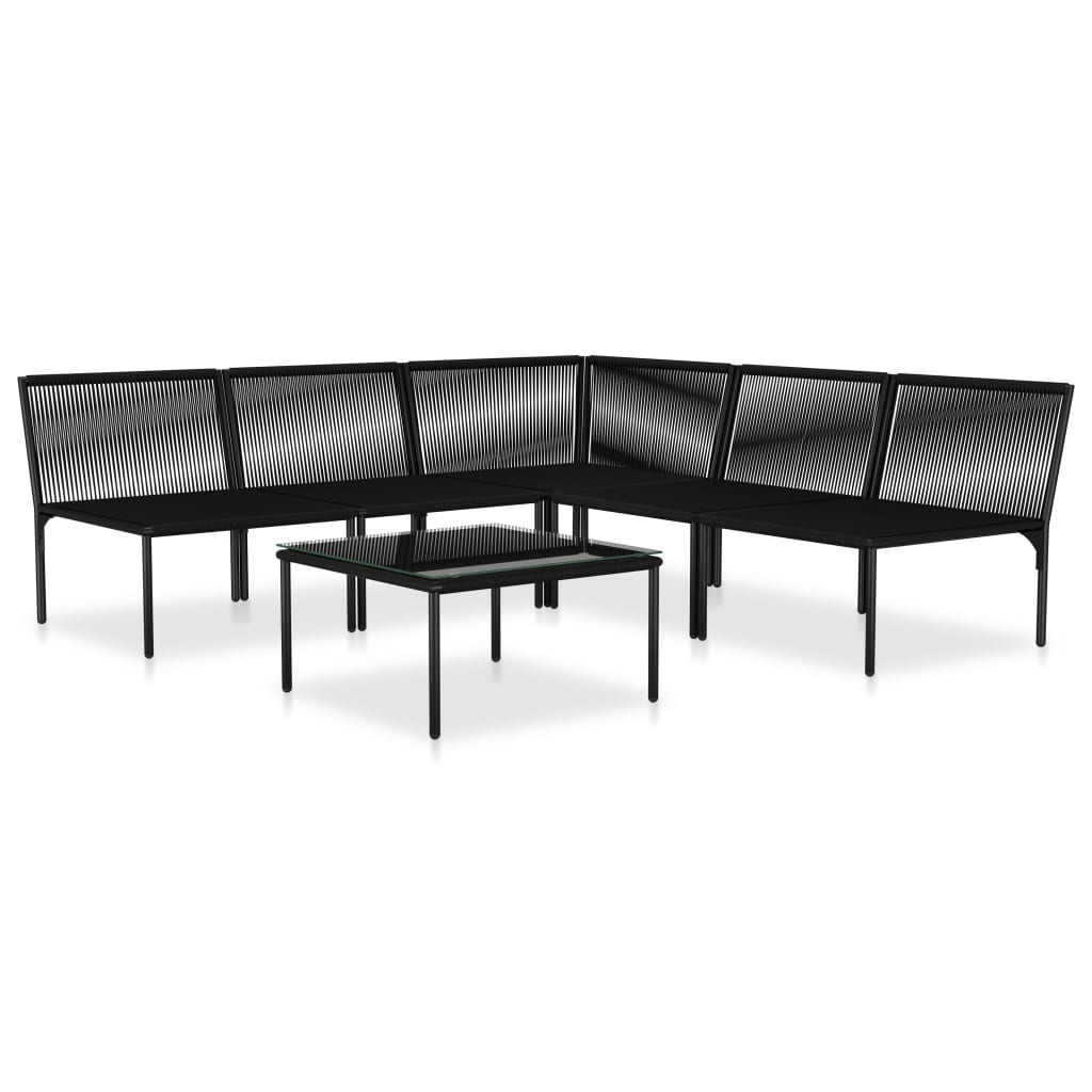6-tlg. Garten-Lounge-Set mit Auflagen Schwarz PVC - heimxxl.de