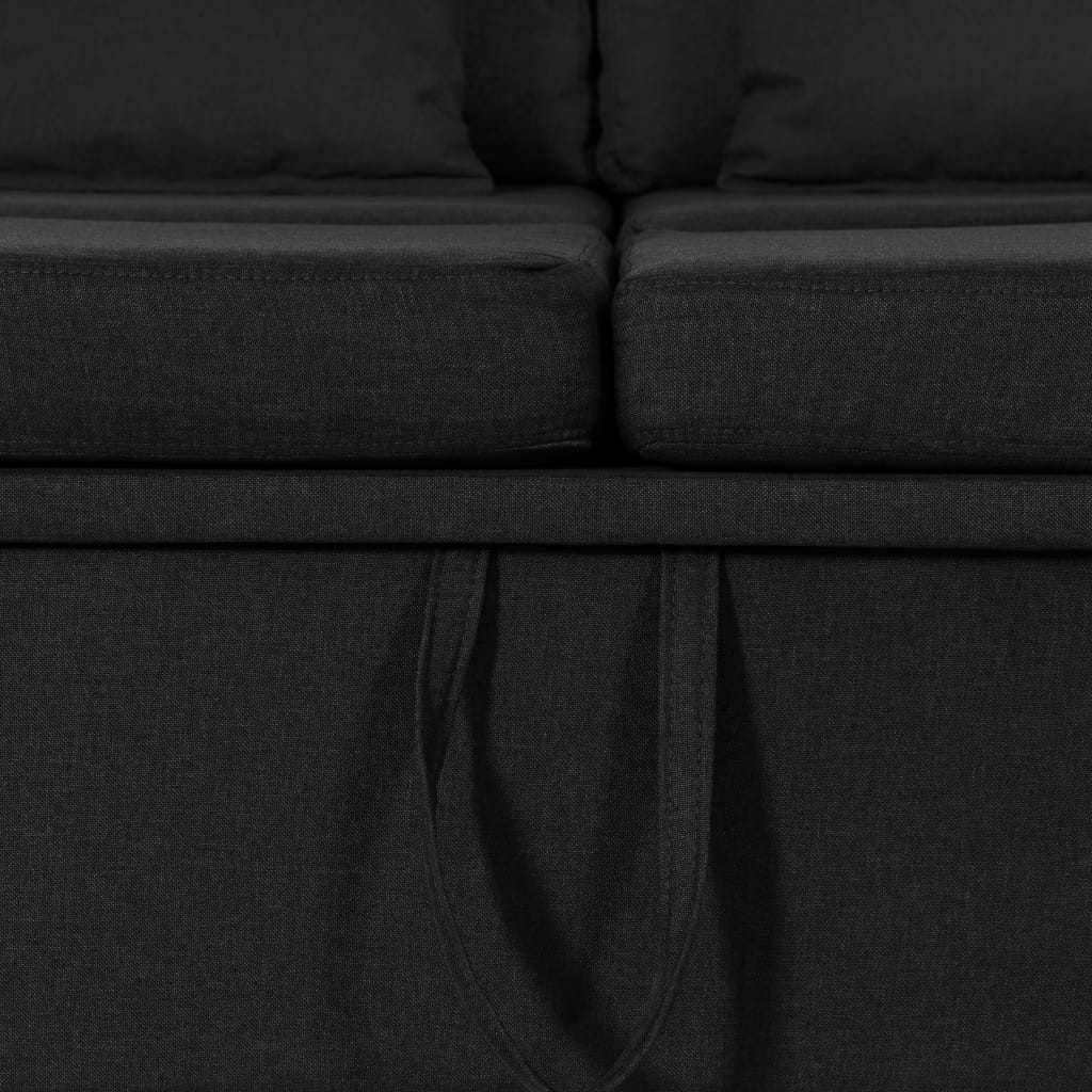 4-Sitzer Ausziehbares Schlafsofa Stoff Schwarz