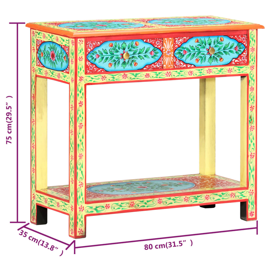 Konsolentisch Handbemalt 80×35×75 cm Mango Massivholz