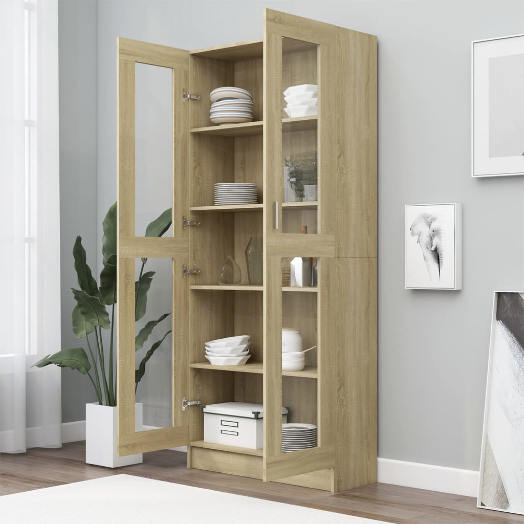 Vitrinenschrank Sonoma-Eiche 82,5x30,5x185,5 cm Holzwerkstoff - heimxxl.de