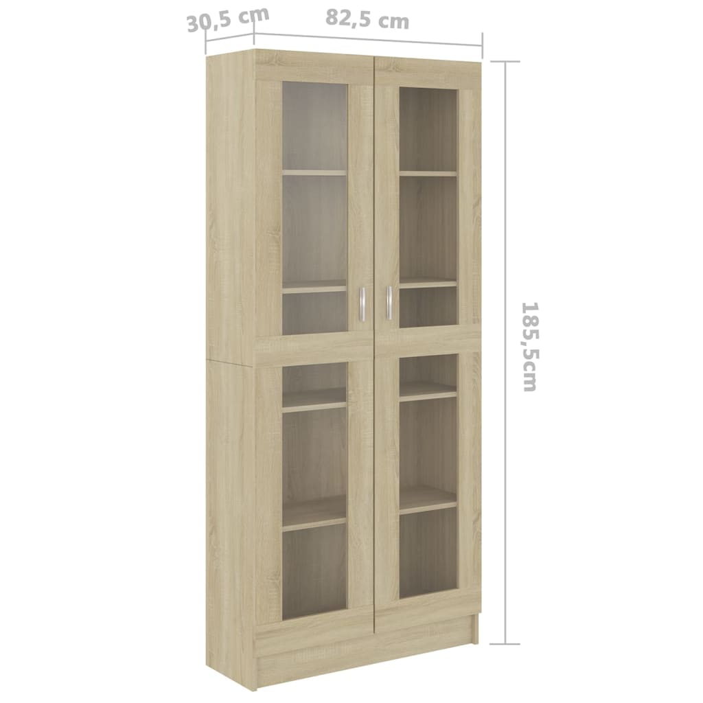Vitrinenschrank Sonoma-Eiche 82,5x30,5x185,5 cm Holzwerkstoff - heimxxl.de
