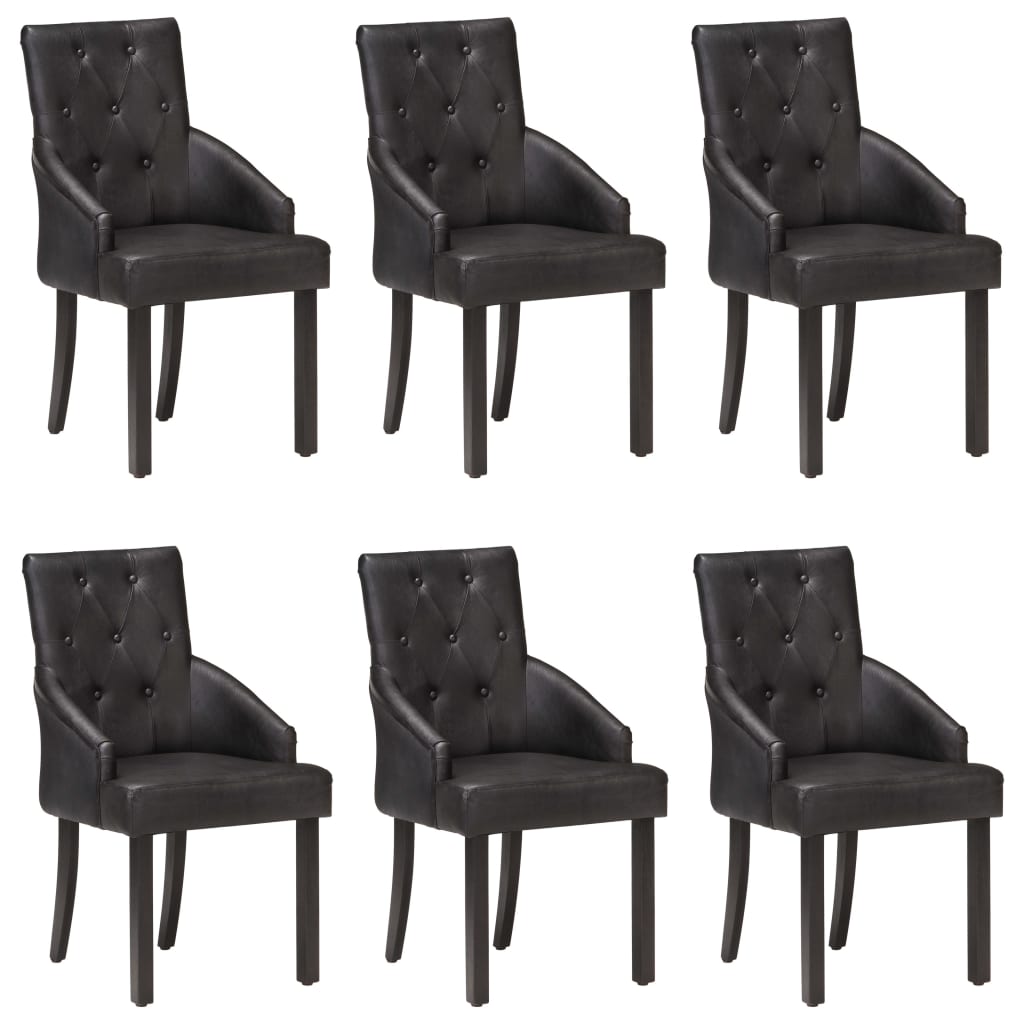 Esszimmerstühle 6 Stk. Schwarz Echtes Ziegenleder - heimxxl.de