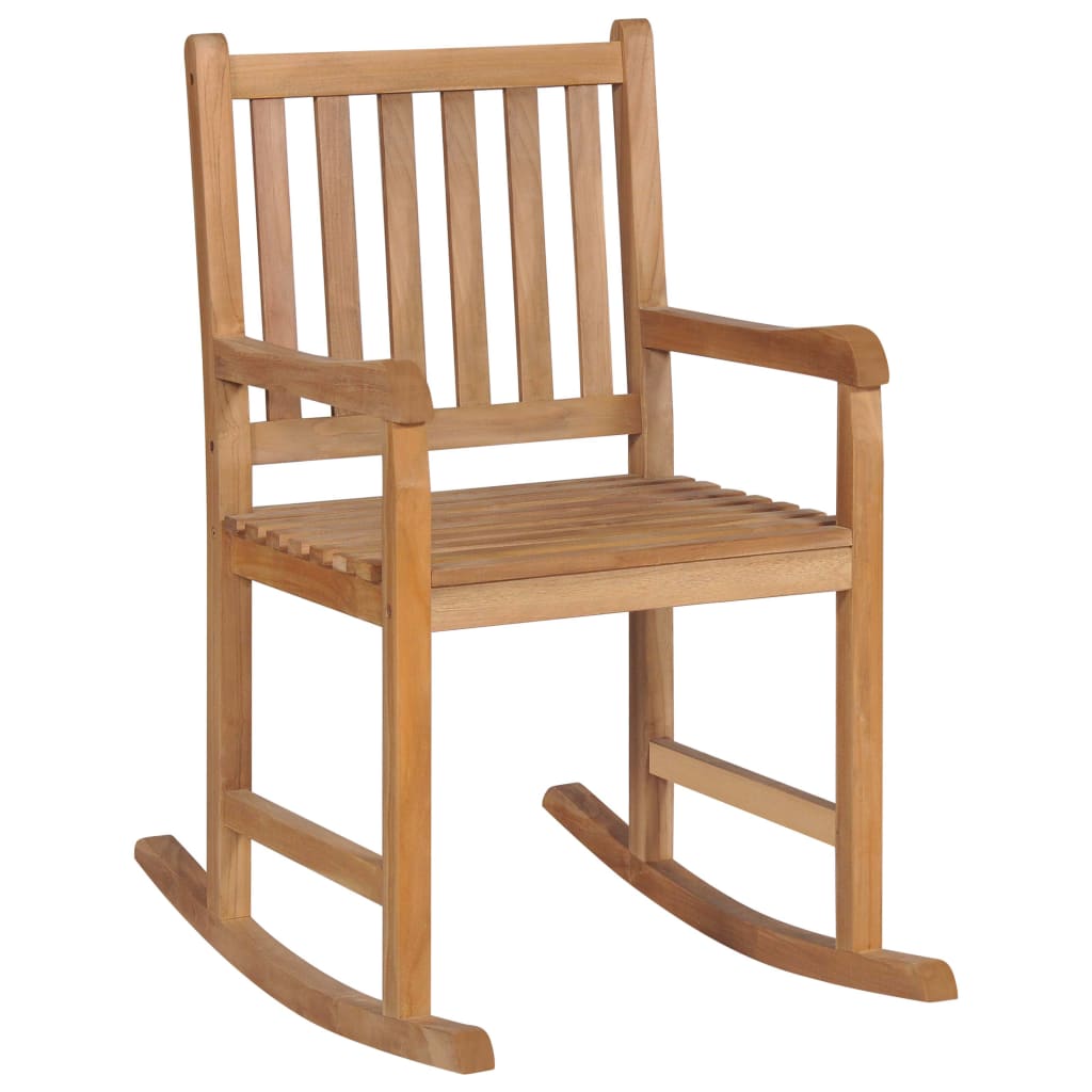 Schaukelstuhl mit Beige Kissen Massivholz Teak - heimxxl.de