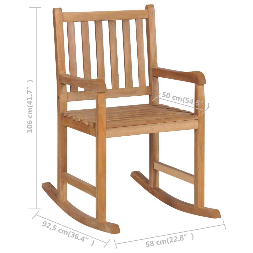 Schaukelstuhl mit Beige Kissen Massivholz Teak - heimxxl.de
