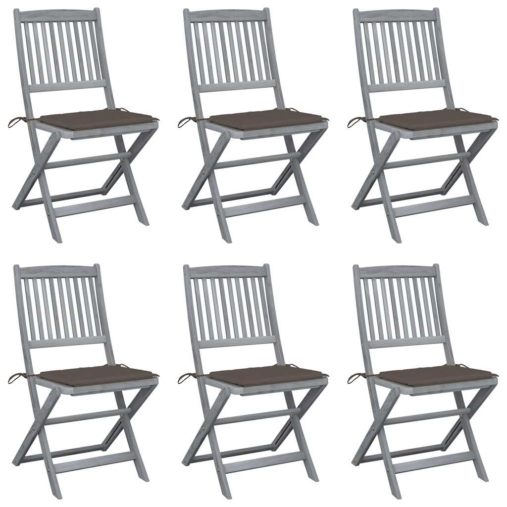 Klappbare Gartenstühle 6 Stk. mit Sitzkissen Massivholz Akazie - heimxxl.de