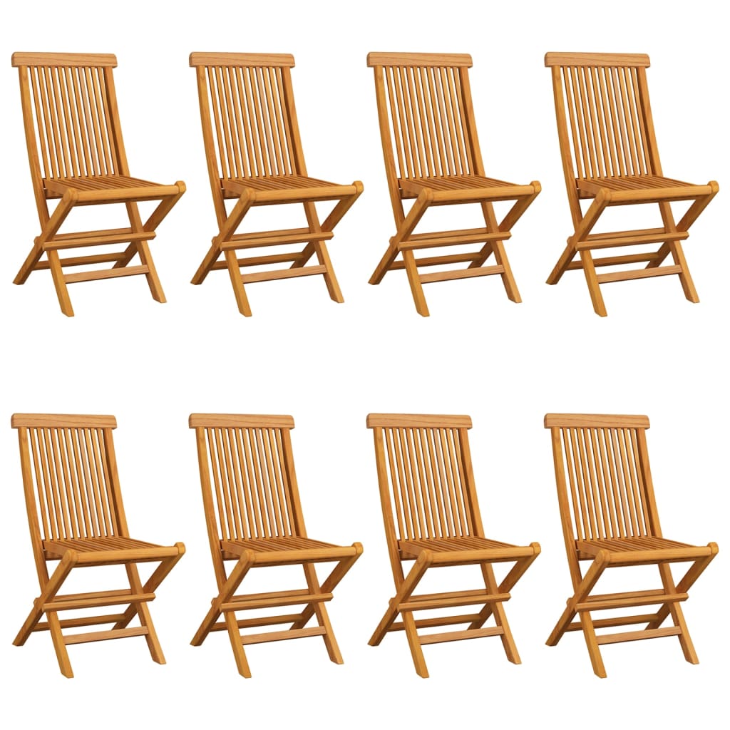 Gartenstühle mit Blauen Kissen 8 Stk. Massivholz Teak