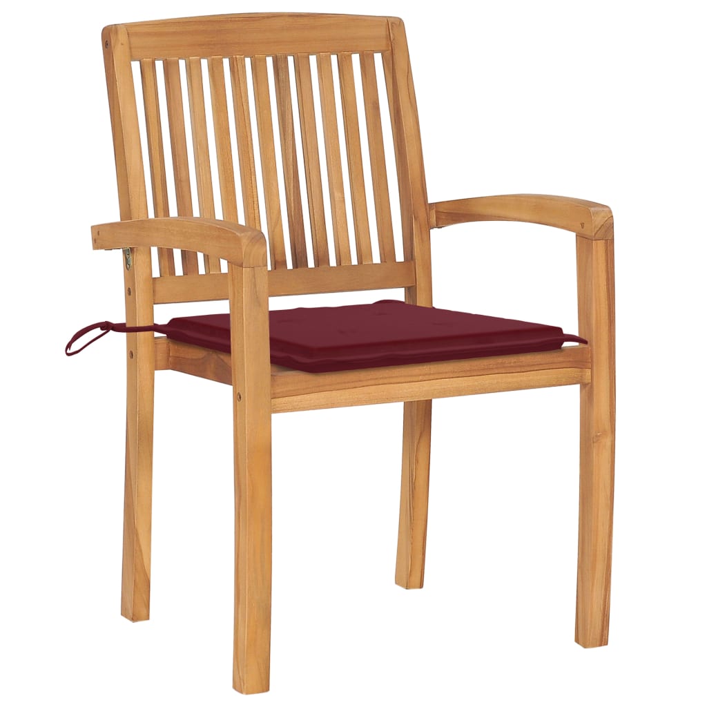 Stapelbare Gartenstühle mit Kissen 8 Stk. Massivholz Teak