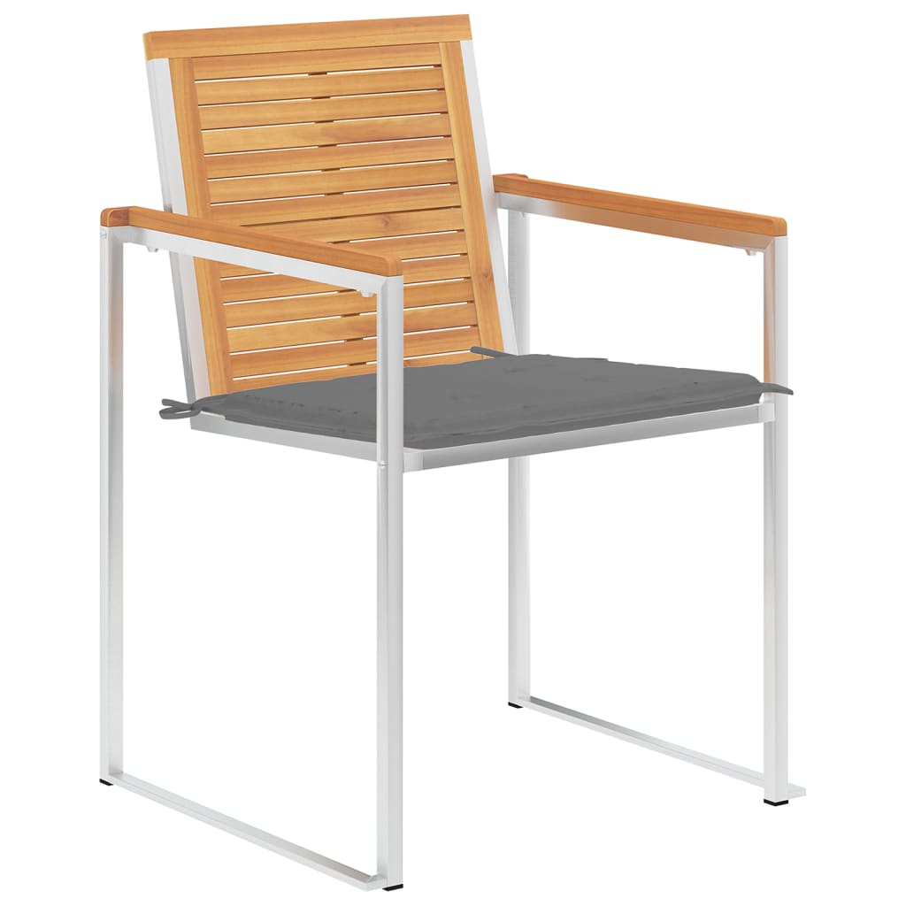 6 Stk. Gartenstühle mit Kissen Massivholz Teak